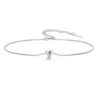 wholesale TOUPOP 925 Sterling Silver Ankle Bracelets For Women Adjustable Anklet Elegant Foot Jewelry Birthday Gift For Her Wife Mom Girlfriend -style_name:Herat anklet