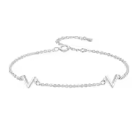 TOUPOP Sterling Silver & Crystal Star Charm Bracelet Adjustable Christmas Gift-style_name:V letter bracelet