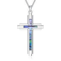 wholesale Cross Necklace For Men Women 925 Sterling Silver Celtic/crucifix/nail/fish Hook Cross Pendant With Stainless Steel Chain Faith Jewelry Gift For Father Son Brother Husband -color_name:K01-Abalone Shell Cross