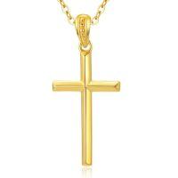 TOUPOP 14K Gold Opal Turquoise Cross Pendant Necklace-style_name:3D Cross