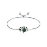 wholesale Bracelet For Women 925 Sterling Silver Dainty Simple Gemstone Link Bracelet Fine Jewelry Birthday Christmas Gifts For Women Her Mom (fully Adjustable To 9 Inches) -color_name:A-Moss Agate