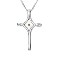 TOUPOP 925 Sterling Silver Mustard Seed Cross Necklace Christian Faith Jewelry-style_name:Mustard Seed Cross A
