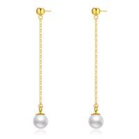 TOUPOP 14K Gold Freshwater Pearl Threading Tassel Dangle Earrings-style_name:Pearl 3