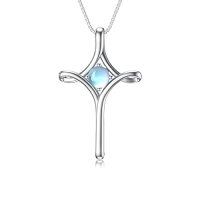 wholesale TOUPOP Cross Necklace For Women 925 Sterling Silver Birthstone Cross Pendant Fine Jewelry Anniversary Birthday Christmas Gifts For Her Mom Wife Girlfriend -color_name:06-Moonstone-June
