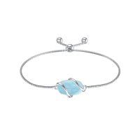 wholesale Bracelet For Women 925 Sterling Silver Dainty Simple Gemstone Link Bracelet Fine Jewelry Birthday Christmas Gifts For Women Her Mom (fully Adjustable To 9 Inches) -color_name:A-Aquamarine-March