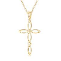 TOUPOP 14K Gold Necklace Women Infinity Heart Rose Sunflower Celtic Cross Pendant-style_name:Celtic Cross Necklace-C