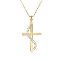 TOUPOP 14K Gold Necklace Women Infinity Heart Rose Sunflower Celtic Cross Pendant-style_name:Infinity Cross Necklace-B