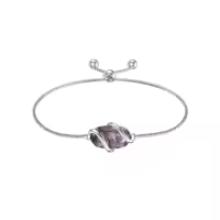 TOUPOP 925 Sterling Silver Gemstone Link Bracelet Adjustable Fine Jewelry-color_name:A-Amethyst-February