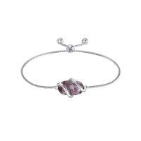 wholesale Bracelet For Women 925 Sterling Silver Dainty Simple Gemstone Link Bracelet Fine Jewelry Birthday Christmas Gifts For Women Her Mom (fully Adjustable To 9 Inches) -color_name:A-Amethyst-February