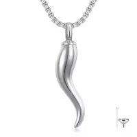 TOUPOP 925 Sterling Silver Stainless Steel Italian Horn Hand Urn Ashes Memorial Pendant-color_name:Italian Horn Ashes Necklace