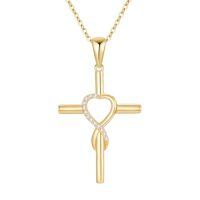 TOUPOP 14K Gold Necklace Women Infinity Heart Rose Sunflower Celtic Cross Pendant-style_name:Infinity Cross Necklace-A