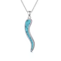 TOUPOP Sterling Silver Turquoise Necklace Jewelry For Women Gifts-style_name:Italian Horn