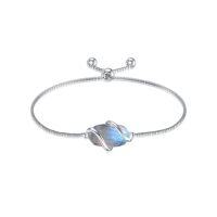 wholesale Bracelet For Women 925 Sterling Silver Dainty Simple Gemstone Link Bracelet Fine Jewelry Birthday Christmas Gifts For Women Her Mom (fully Adjustable To 9 Inches) -color_name:A-Labradorite