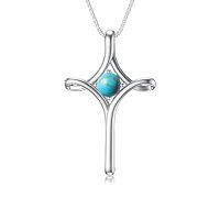 wholesale TOUPOP Cross Necklace For Women 925 Sterling Silver Birthstone Cross Pendant Fine Jewelry Anniversary Birthday Christmas Gifts For Her Mom Wife Girlfriend -color_name:12-Turquoise-December