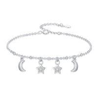 wholesale TOUPOP 925 Sterling Silver Bracelets For Women Adjustable Star Charm Bracelet Elegant Jewelry Christmas Gift For Wife Mom Girlfriend -style_name:Moon and Star Pendant Bracelet