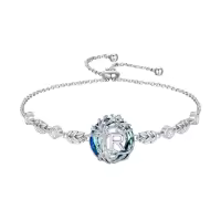 TOUPOP Sterling Silver Blue Crystal A-Z Letter Bracelet Gift-style_name:Tree of Life R