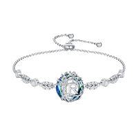 wholesale TOUPOP Tree Of Life Initial Bracelet 925 Sterling Silver A-z Letter Bracelet Blue Circle Crystal Jewelry Birthday Christmas Gifts For Women Her Girlfriend Mom -style_name:Tree of Life R