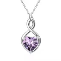 TOUPOP Sterling Silver Birthstone Infinity Heart Pendant Necklace-color_name:02-February-Amethyst