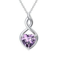 wholesale Infinity Birthstone Necklace 925 Sterling Silver Heart Love Infinity Pendant Fine Jewelry Birthday Christmas Gifts For Women Girlfriend Wife -color_name:02-February-Amethyst