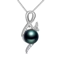 TOUPOP S925 Sterling Silver Black Pearl Butterfly Pendant Necklace-style_name:Infinity Butterfly