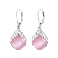 TOUPOP Sterling Silver Gemstone Celtic Knot Leverback Earrings-color_name:Pink Quartz