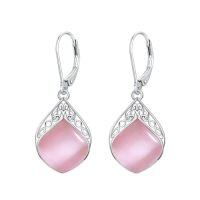 wholesale TOUPOP Teardrop Earrings Sterling Silver Celtic Knot Leverback Earrings Gemstone Irish Jewelry Anniversary Birthstone Earrings Birthday Christmas Xmas Gifts For Women -color_name:Pink Quartz