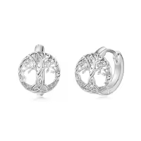 TOUPOP 925 Sterling Silver Celtic Knot Triangle Huggie Hoop Earrings Irish Gifts-style_name:Celtic Tree Earrings