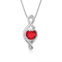 TOUPOP 925 Sterling Silver Crystal Love Pendant Necklace For Women-color_name:Stethoscope-Ruby Crystal