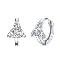 wholesale TOUPOP Celtic Earrings For Women 925 Sterling Silver Triangle Celtic Knot Huggie Hoop Earrings Irish Jewelry Gifts For Women Daughter Her Wife Mom Anniversary Birthday Christmas -style_name:Celtic Trinity Earrings