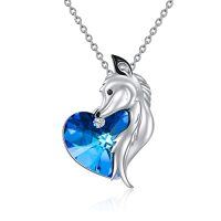 wholesale TOUPOP Gifts For Women Sterling Silver Necklaces Wolf/dragon/narwhal/unicorn/fox Necklace With Crystal Fashion Jewelry Birthday Gifts For Women -color_name:Fox Crystal-1