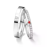 TOUPOP 925 Sterling Silver/10k/14k/18k Gold Moissanite Couple Wedding Ring Set-style_name:A Wedding Ring Set