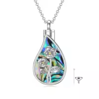 TOUPOP Sterling Silver 12 Month Birth Flower Cremation Urn Necklace-style_name:2-February