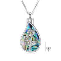 wholesale TOUPOP Teardrop Cremation Jewelry For Ashes Sterling Silver 12 Month Birth Flower Urn Necklace W/funnel Filler Memorial Keepsake Jewelry For Women -style_name:2-February