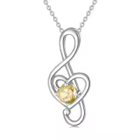 TOUPOP Sterling Silver Birthstone Music Note Necklace Fine Jewelry Gift-color_name:11-November-Citrine