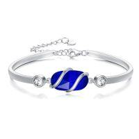 wholesale 925 Sterling Silver Bracelet For Women Gemstone Bracelet Bangle Fine Jewelry Birthday Christmas Gifts For Women Her Wife Mom -color_name:A-Sapphire