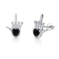 wholesale Skull Stud Earrings 925 Sterling Silver Skull Hand Stud Skeleton Earrings Gothic Jewelry Halloween Christmas Gifts For Women -style_name:4-Skull Earrings