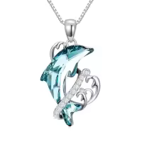 TOUPOP Sterling Silver Crystal Dolphins Pendant Necklace Gift For Women-style_name:Dolphin-Infinity