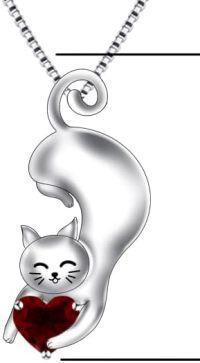 wholesale TOUPOP Cat Gifts Cat Necklace For Cat Lover Cat Pendant With Birthstone 925 Sterling Silver Cat Jewelry Birthday Gift For Women Mom Girlfriend Wife Sister (cat-2) -undefined
