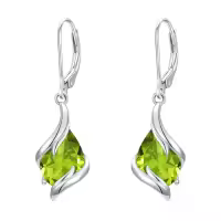 TOUPOP Sterling Silver Birthstone Teardrop Dangle Earrings Fine Jewelry Gifts-color_name:08-August-Peridot