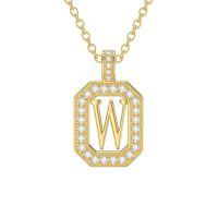 TOUPOP 14K Gold Moissanite Initial Letter Pendant Necklace-style_name:W