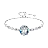 TOUPOP Sterling Silver Blue Crystal A-Z Letter Bracelet Gift-style_name:Tree of Life C