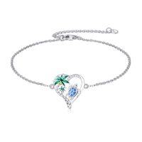 wholesale TOUPOP Sea Turtle/mermaid/dolphin/shell/starfish/conch/seahorse Bracelet For Women Sterling Silver Ocean Bracelet With Crystal Ocean Beach Charm Jewelry Birthday Christmas Gifts -style_name:Style 1-Sea Turtle-Palm Tree