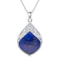 wholesale TOUPOP Gemstone Teardrop Necklace For Women 925 Sterling Silver Celtic Knot Pendant Irish Jewelry Anniversary Birthday Christmas Xmas Gifts For Her -style_name:Lapis Lazuli
