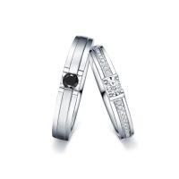 wholesale TOUPOP Personalized Wedding Ring Sets For Him And Her 925 Sterling Silver D Color Vvs1 Moissanite Wedding Band Set For Couples Engagement Rings Set Christmas Valentines Day Gift For Wife Girlfriend -color_name:J Moissanite Wedding Ring Set