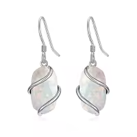 TOUPOP 925 Sterling Silver Gemstone Dainty Drop Earrings-color_name:1Dangle-Opal-October