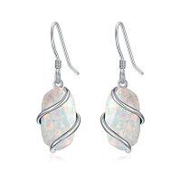 wholesale Earrings For Women 925 Sterling Silver Dainty Gemstone Dangle Drop Earrings Fine Jewelry Birthday Christmas Gifts For Women Her Mom -color_name:1Dangle-Opal-October