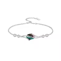 TOUPOP 925 Sterling Silver Oval Gemstone Bracelet Fine Jewelry Gift-color_name:Abalone Shell
