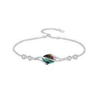 wholesale 925 Sterling Silver Bracelet For Women Oval Gemstone Chain Bracelet Fine Jewelry Birthday Christmas Gifts For Women -color_name:Abalone Shell