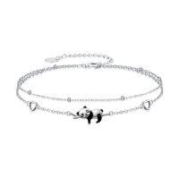 wholesale Ankle Bracelets For Women 925 Sterling Silver Layered Sea Turtles/elephant/wave/cross Anklet Summer Ocean Beach Jewelry Christmas Gifts For Women -style_name:11-Panda