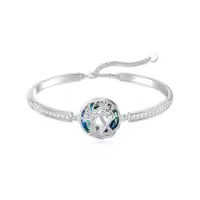 TOUPOP Sterling Silver Blue Crystal Tree Of Life Bracelet For Women-style_name:Tree of Life Initial X